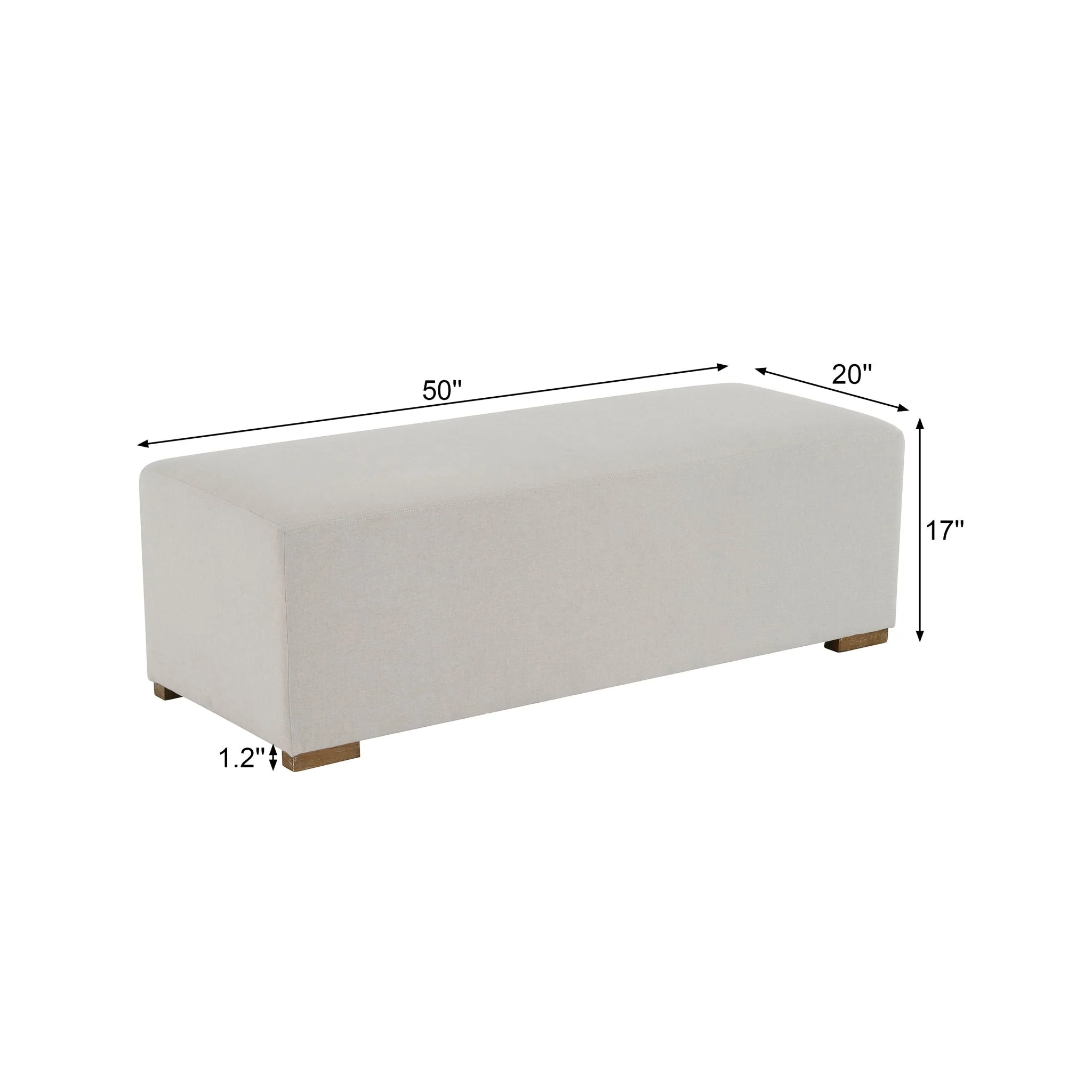 Simple Long Ottoman For Living Room - White - Image 3