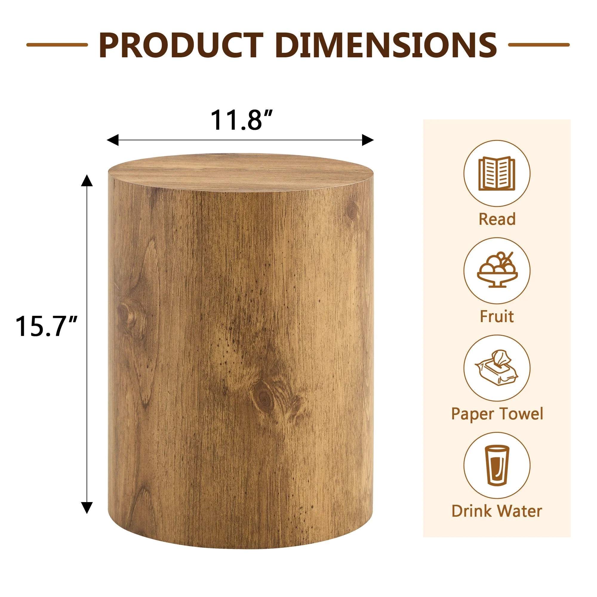 Simple Wood Grain Cylindrical Coffee Table - Image 3