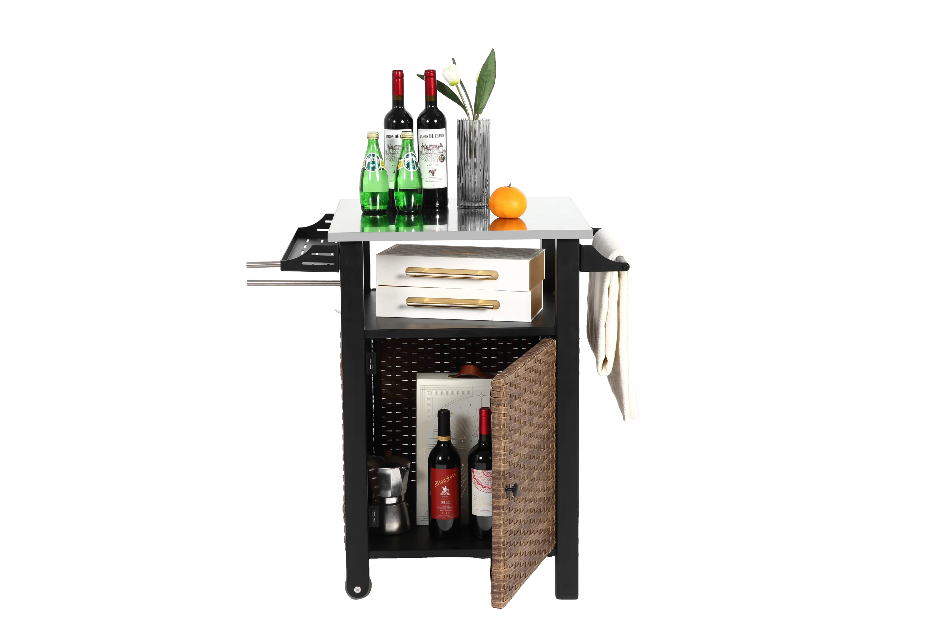Single Door Outdoor Bar Cart with Stainless Steel Tabletop - Image 10