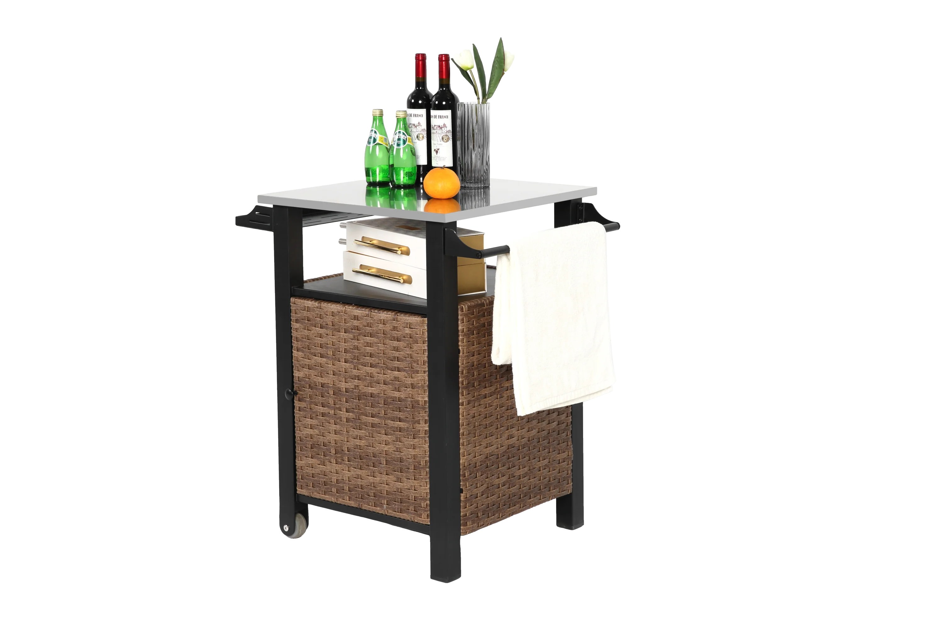 Single Door Outdoor Bar Cart with Stainless Steel Tabletop - Image 11
