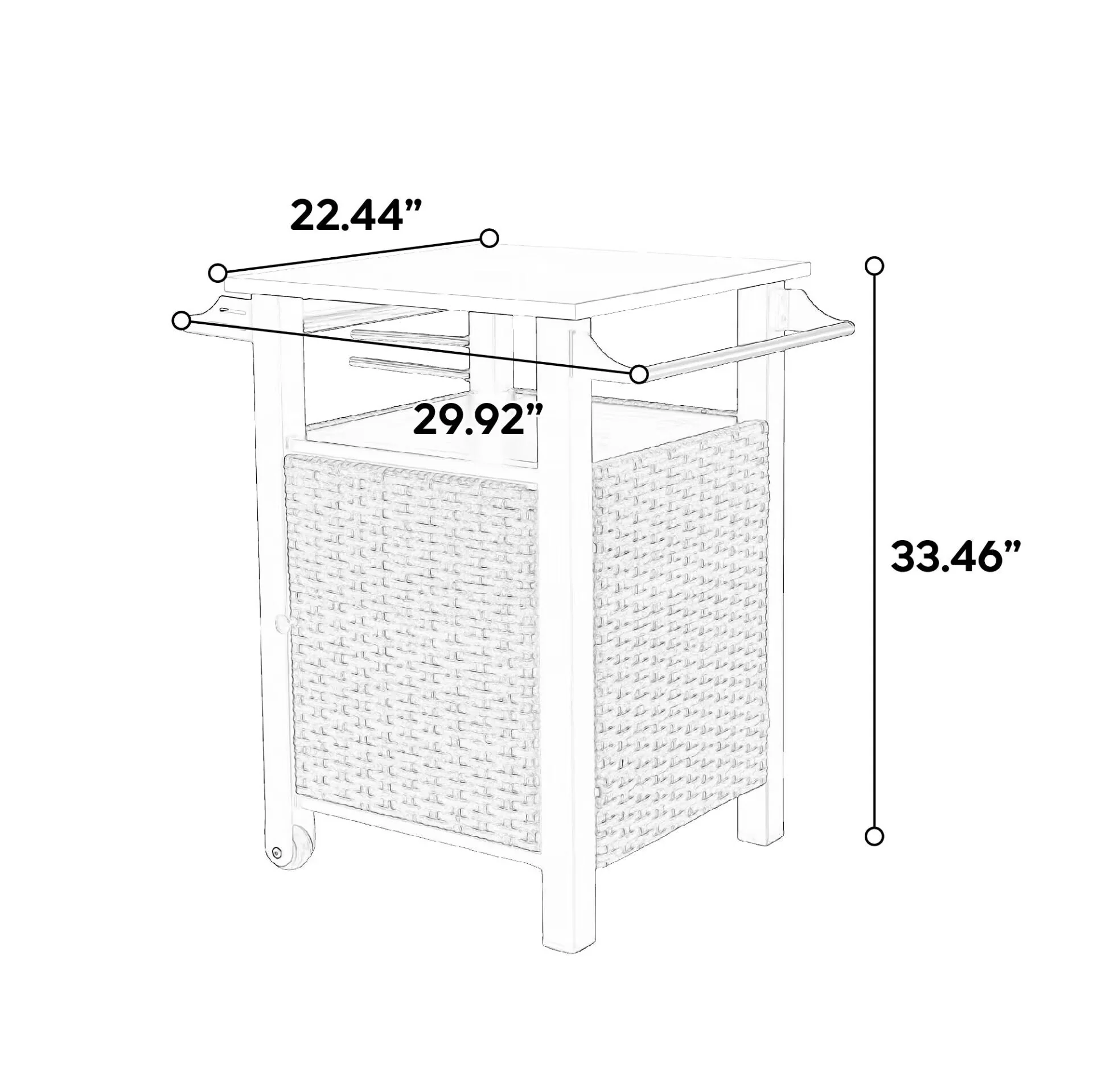 Single Door Outdoor Bar Cart with Stainless Steel Tabletop - Image 12