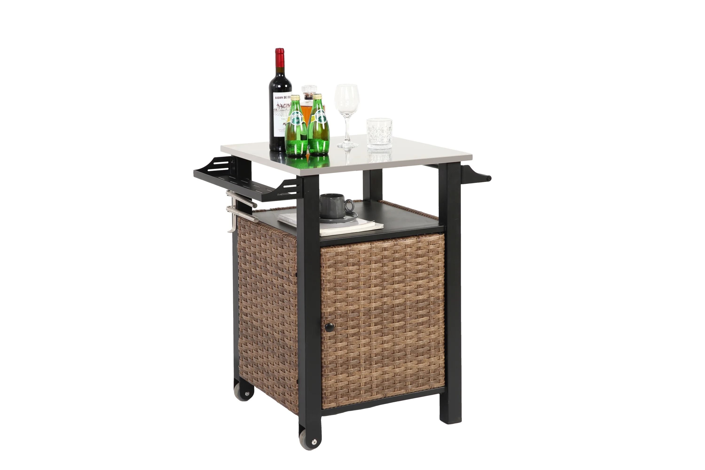 Single Door Outdoor Bar Cart with Stainless Steel Tabletop - Image 2