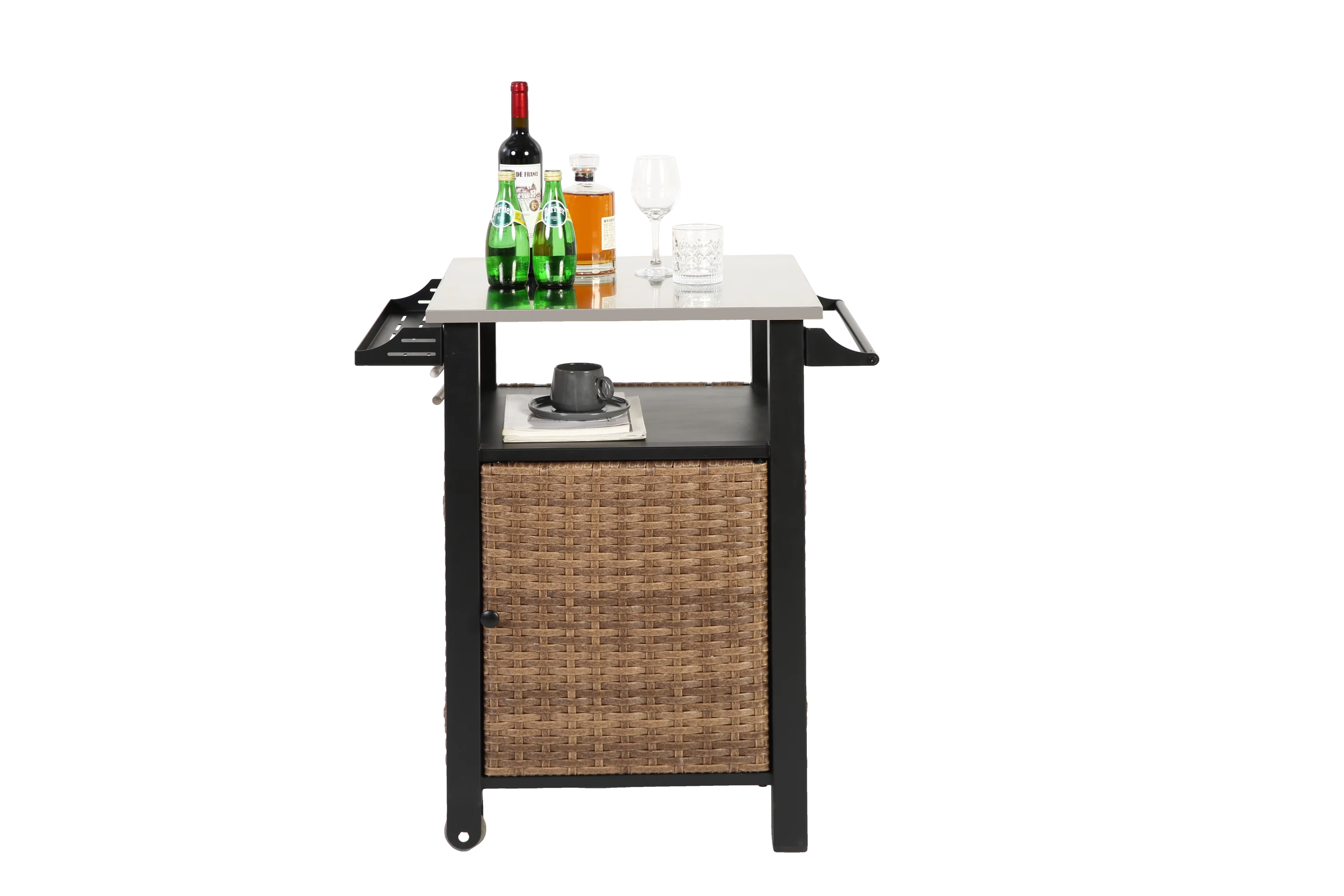 Single Door Outdoor Bar Cart with Stainless Steel Tabletop - Image 4
