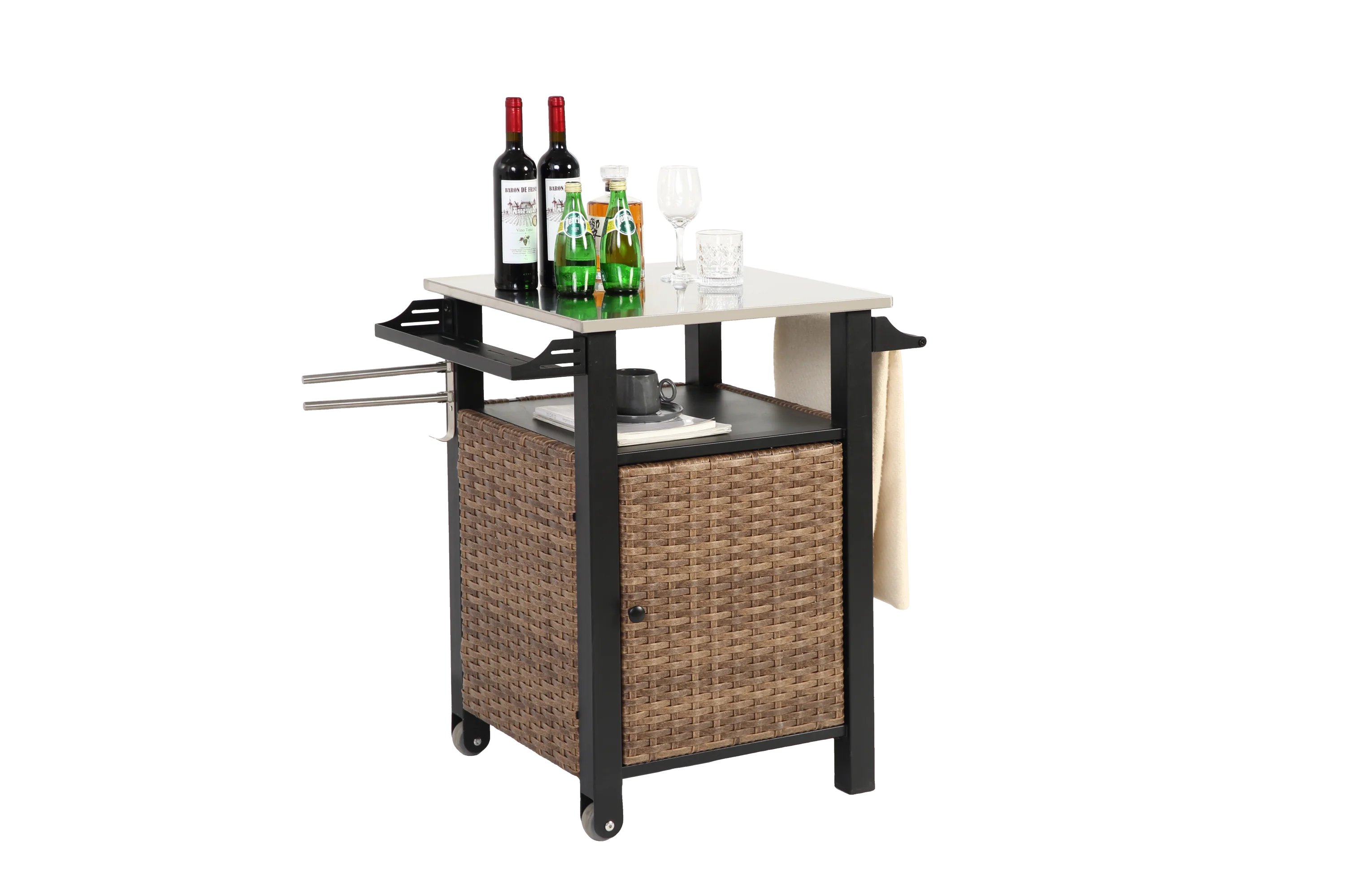 Single Door Outdoor Bar Cart with Stainless Steel Tabletop - Image 5