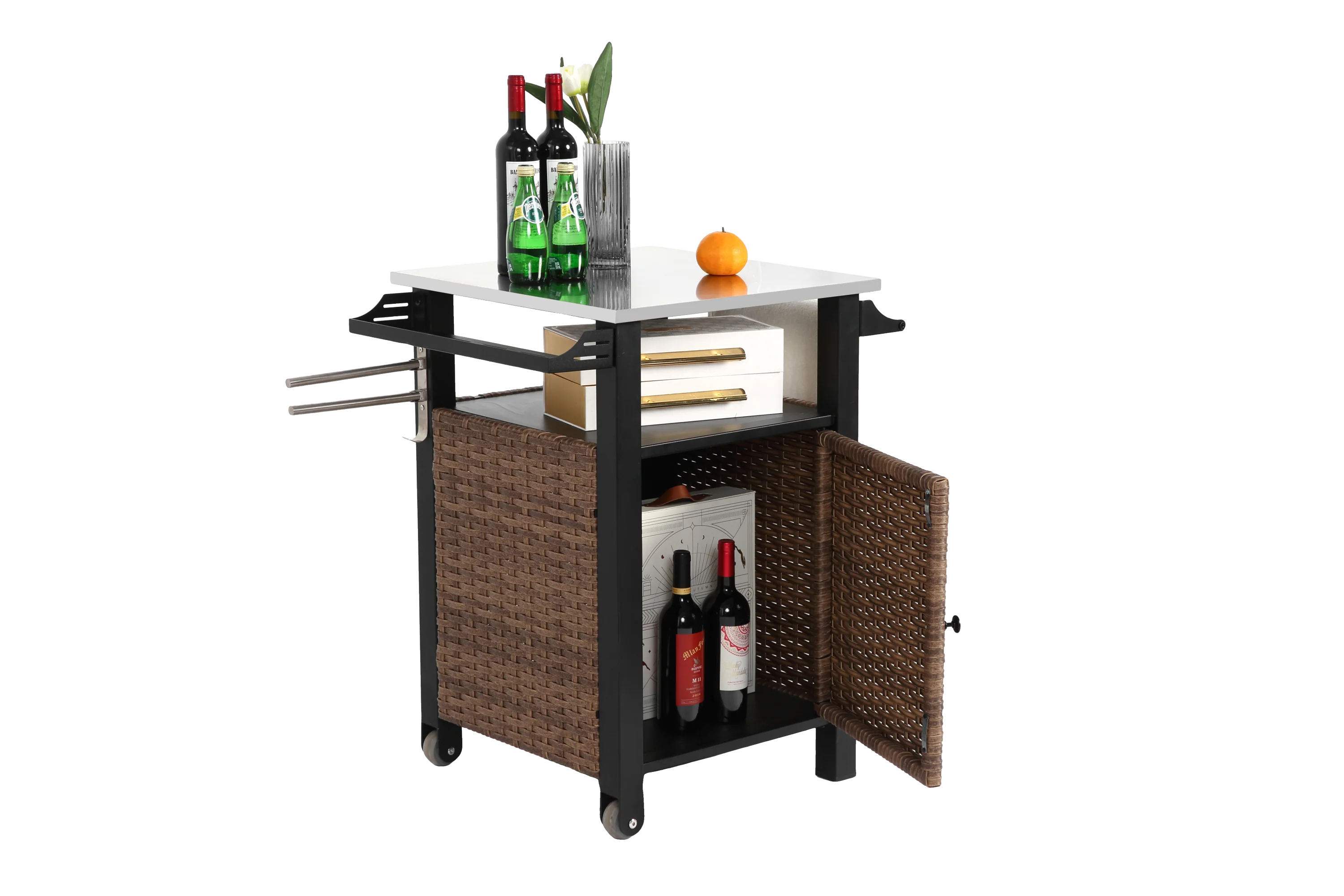 Single Door Outdoor Bar Cart with Stainless Steel Tabletop - Image 9