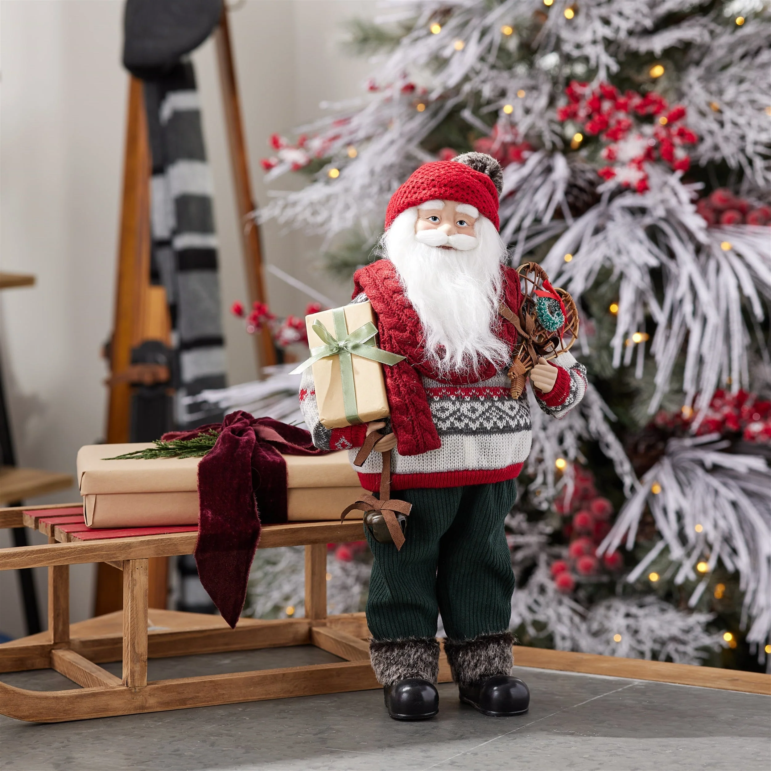 Ski Santa Character with Snow Shoes 12.5"H - Image 2