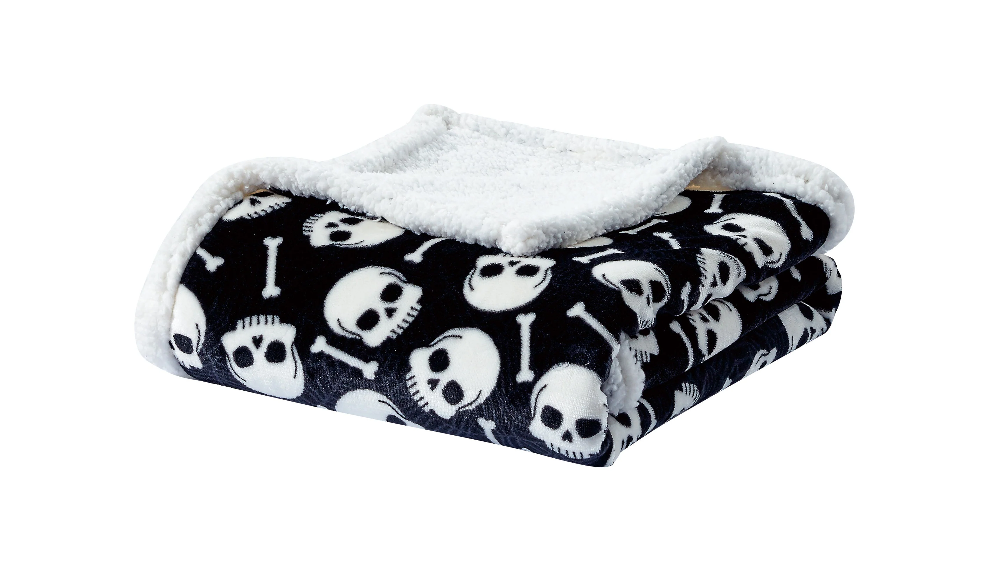 Skull & Bones Black Sherpa Throw Blanket Soft & Cozy Fleece, Gothic Skeleton Design, 50" x 60 - Image 8