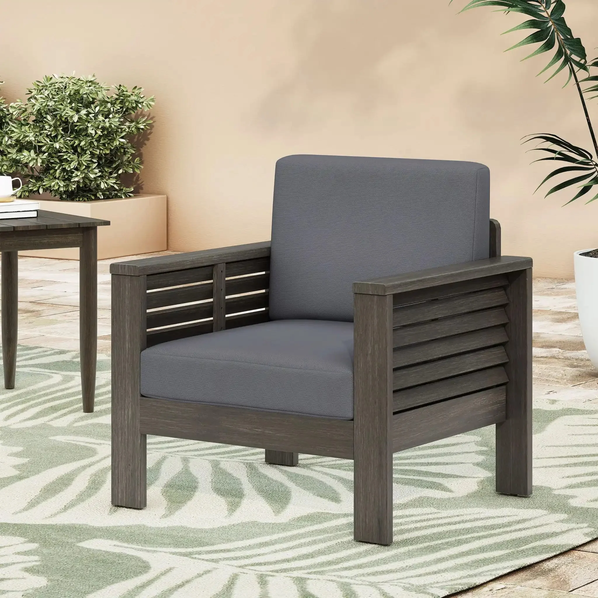 Slat Design Club Chairs With Cushions - Image 2