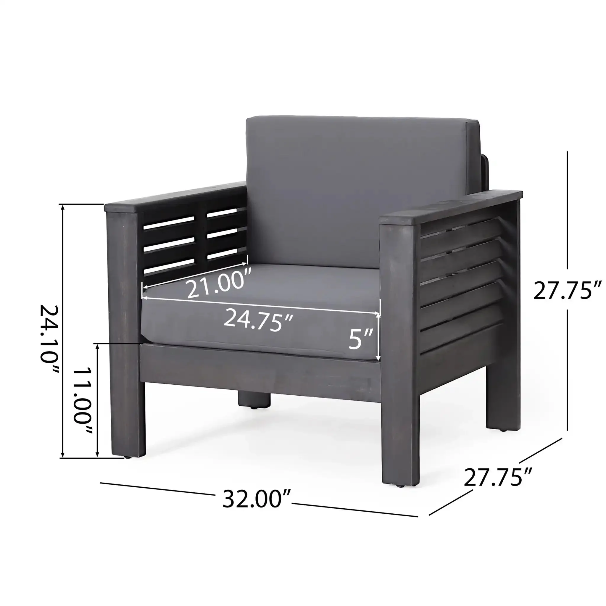 Slat Design Club Chairs With Cushions - Image 3