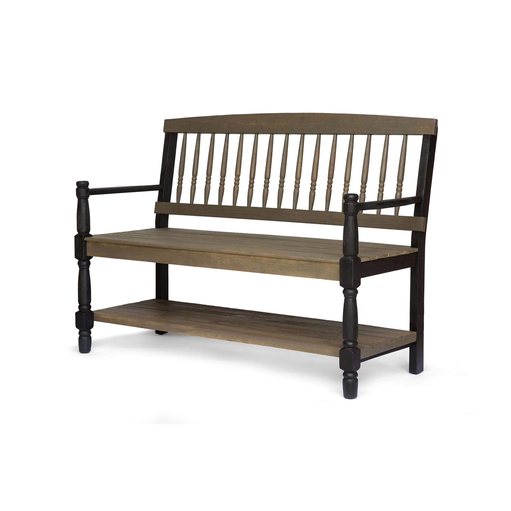 Slatted Bench With Built In Shelf - Image 2