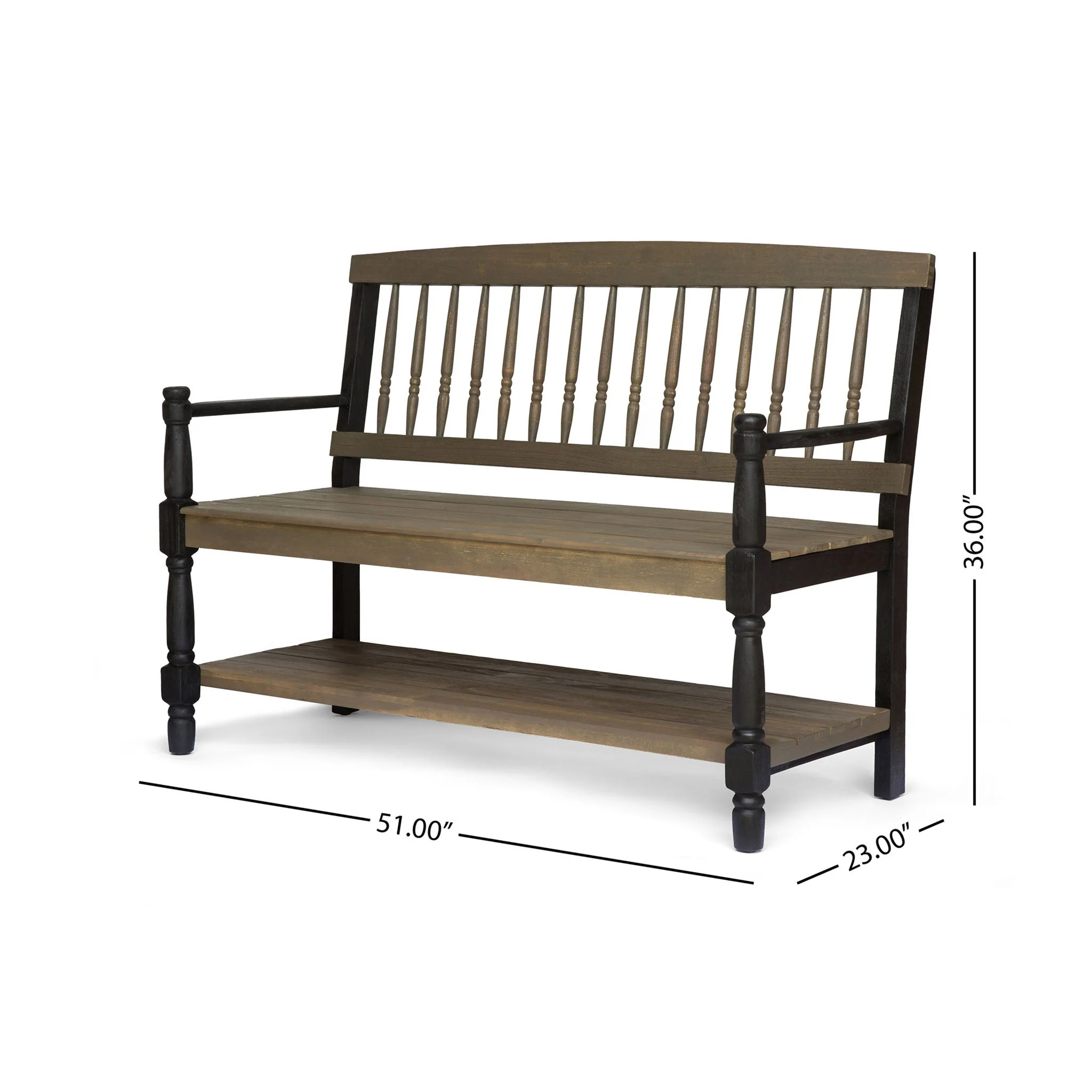 Slatted Bench With Built In Shelf - Image 3