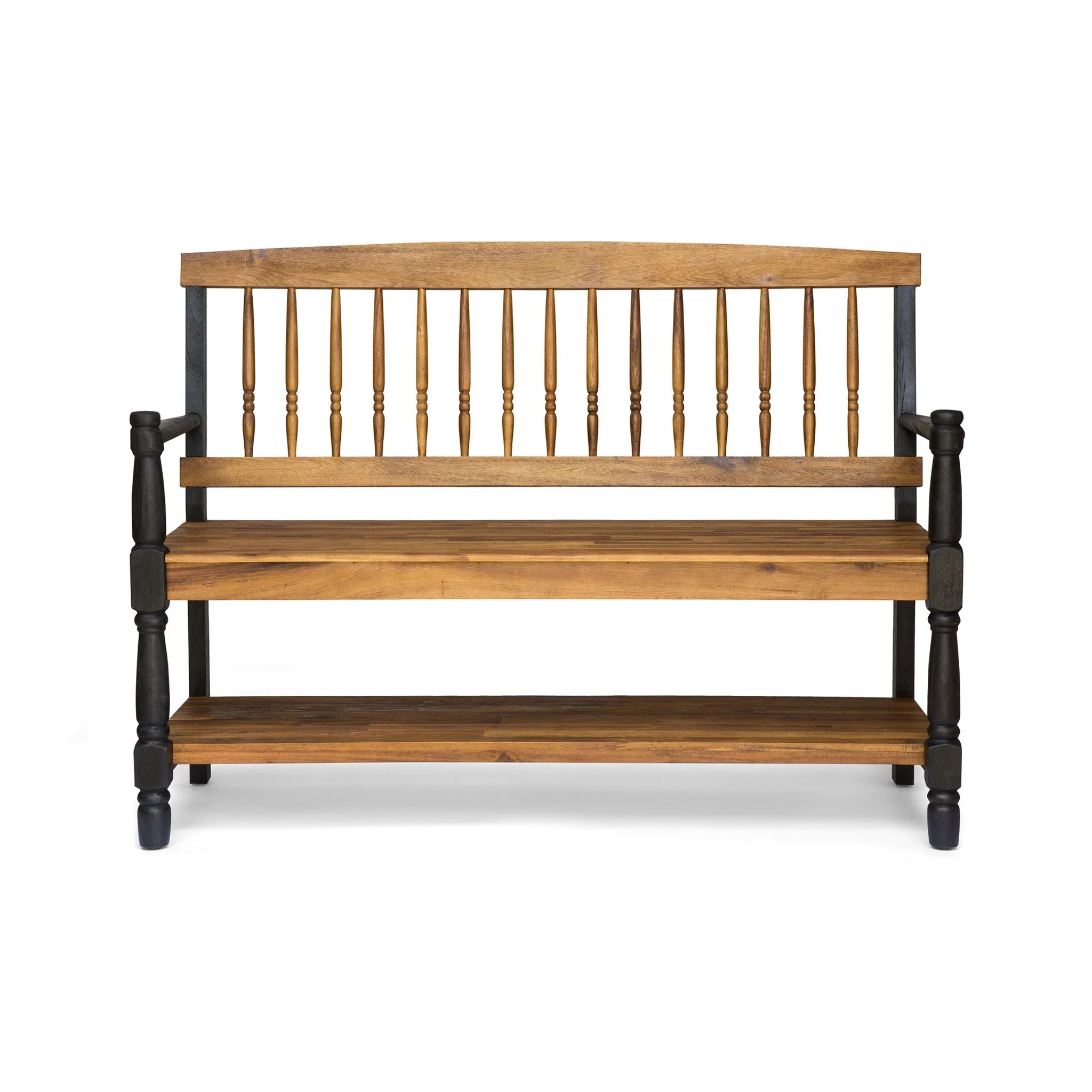 Slatted Bench With Built In Shelf - Image 5