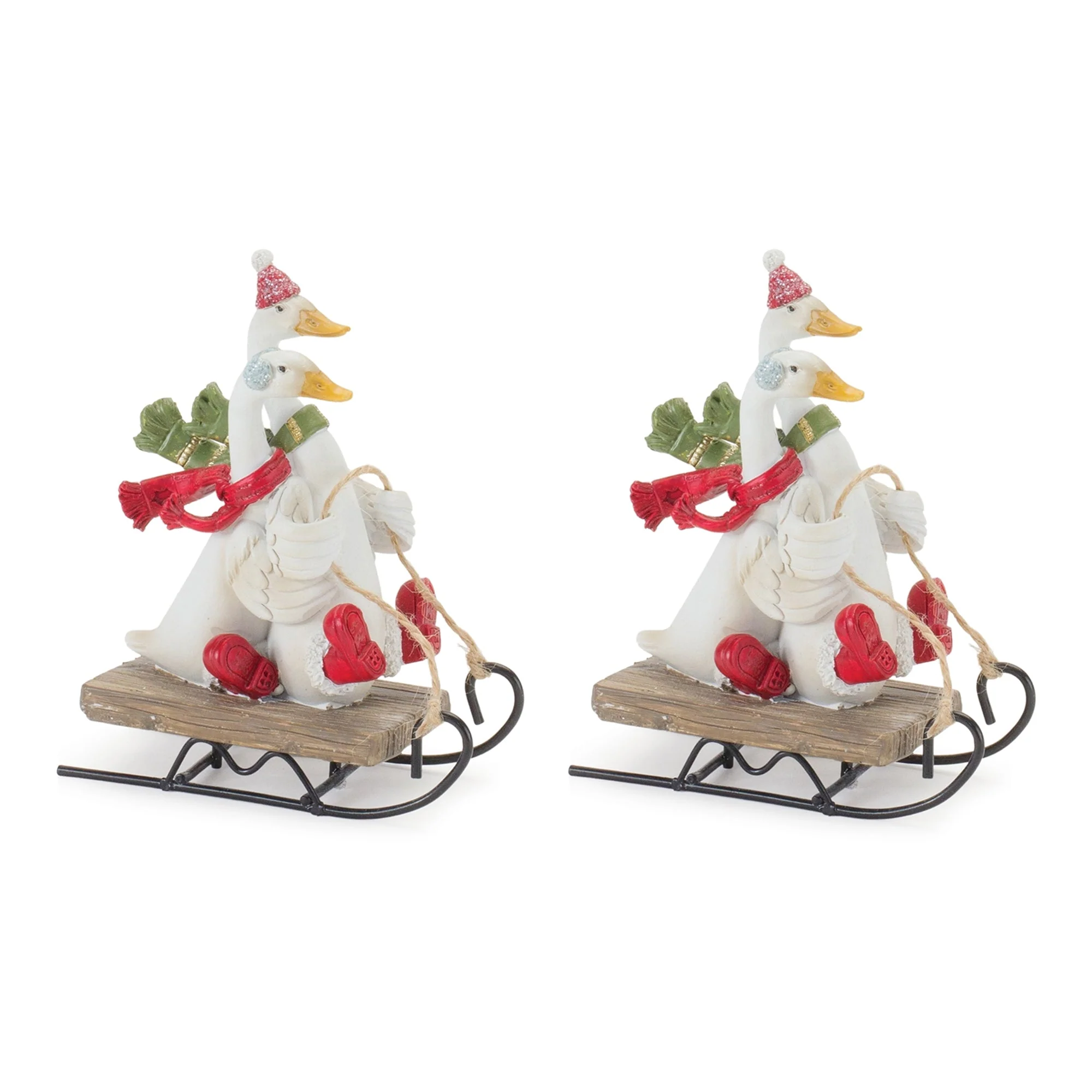 Sledding Holiday Goose Figurine (Set of 4) - Image 2