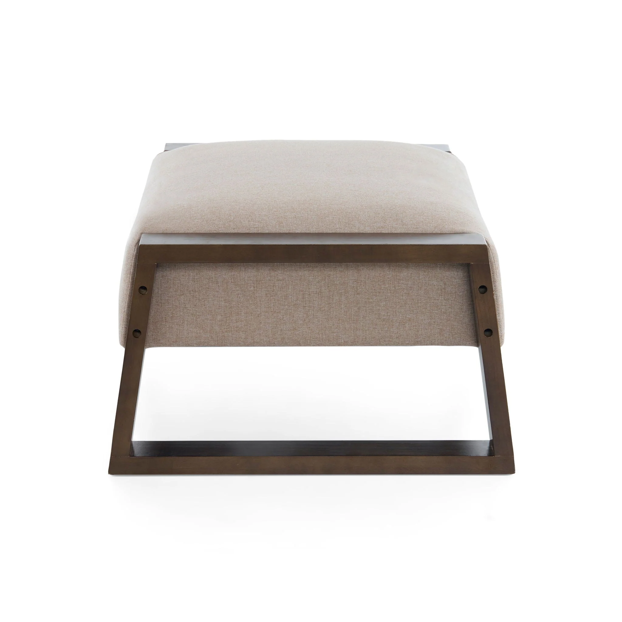 Sleek And Stylish Ottoman Polyester With Rubberwood Legs - Beige - Image 2