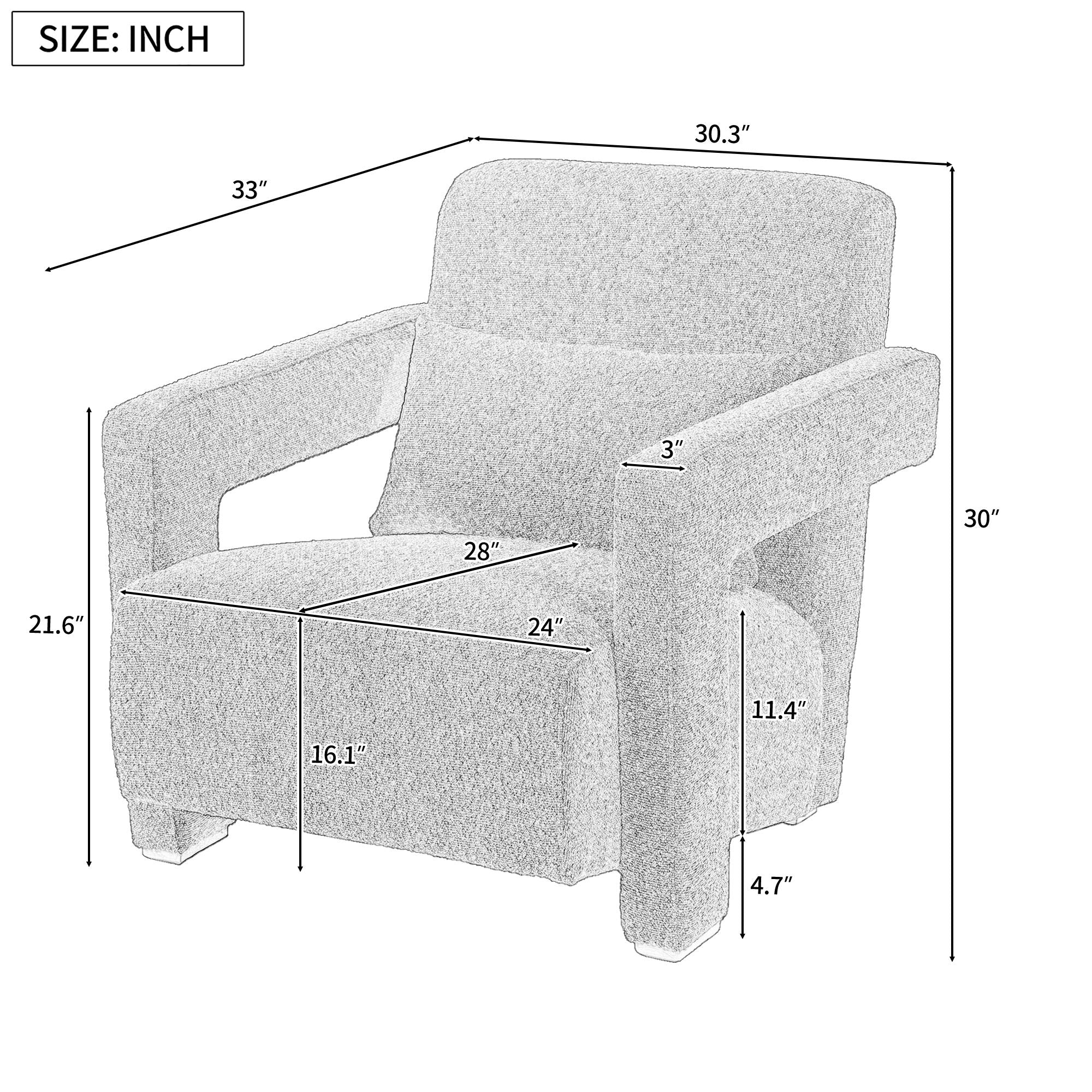 Sleek Right Angle Armrests Armchair with Ergonomic Lumbar Support - Image 3