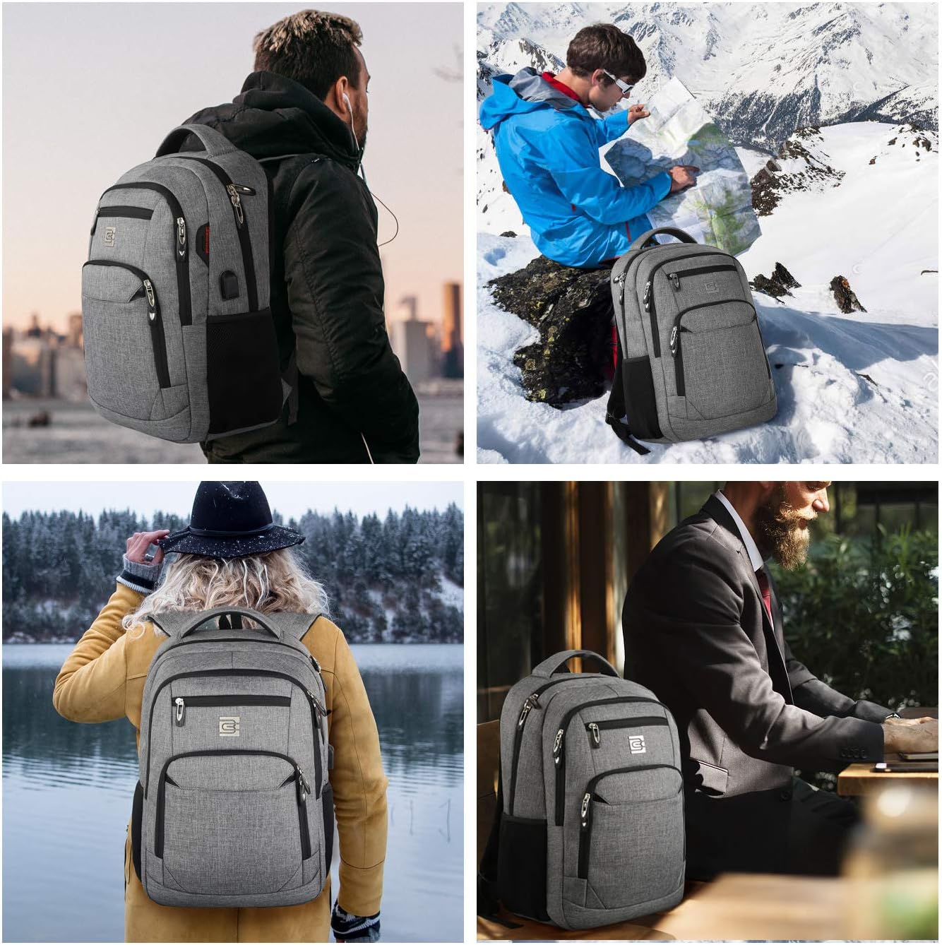 Slim Anti Theft Laptop Backpack 15.6 Inch USB Charging Travel Bag - Image 12