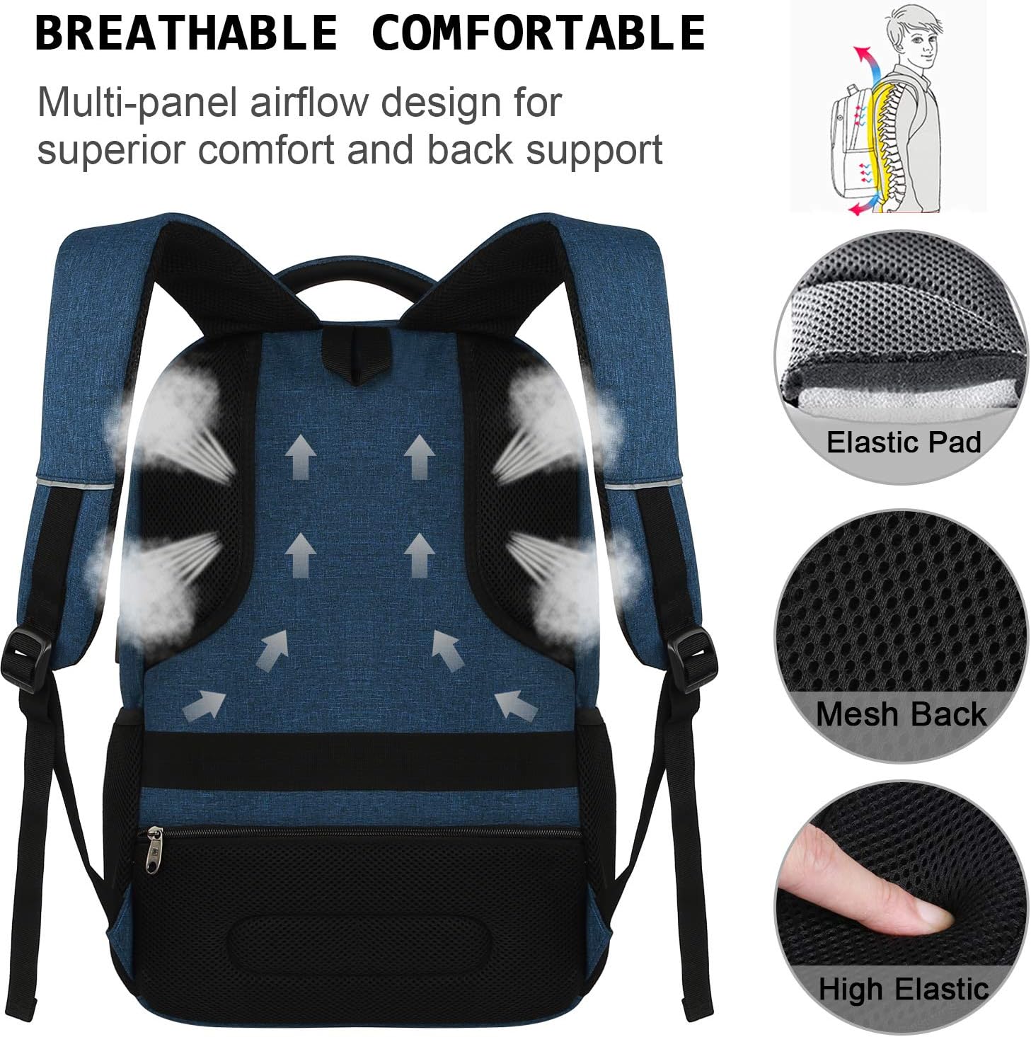 Slim Anti Theft Laptop Backpack 15.6 Inch USB Charging Travel Bag - Image 16