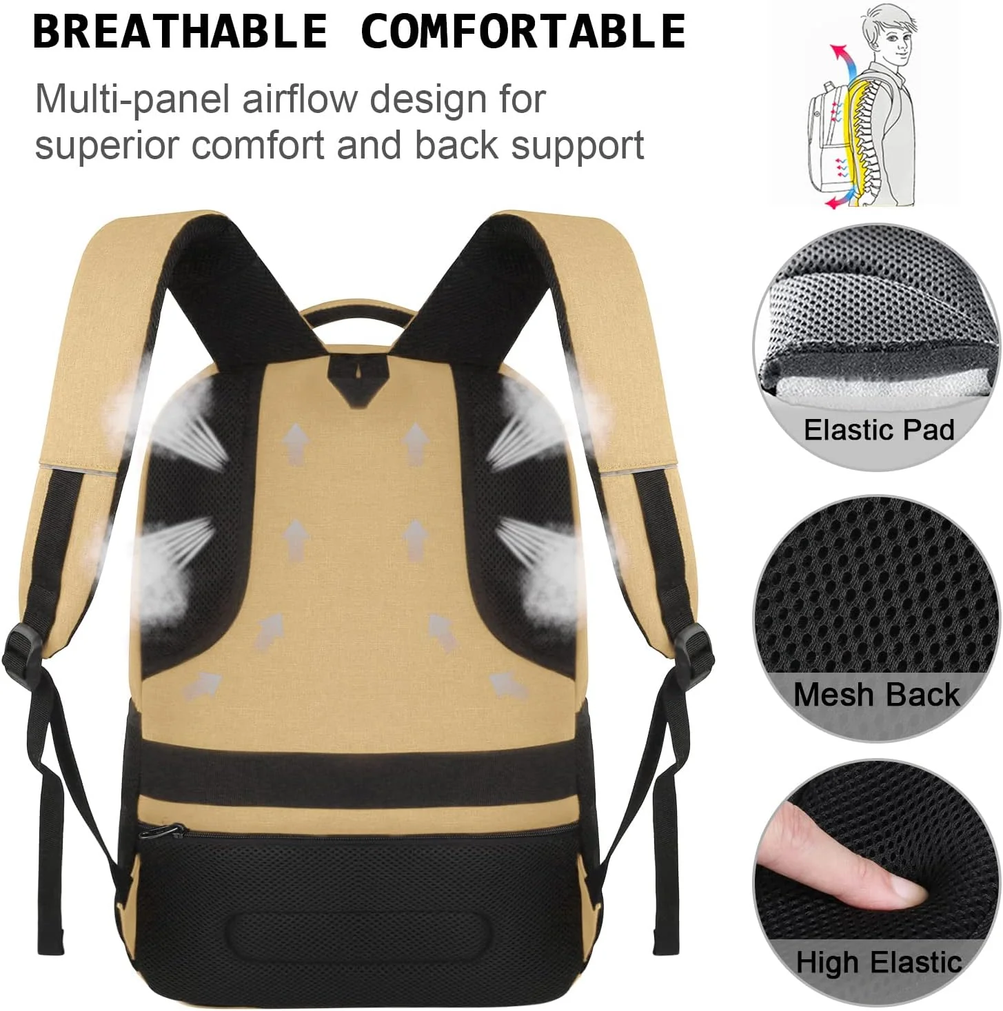 Slim Anti Theft Laptop Backpack 15.6 Inch USB Charging Travel Bag - Image 4