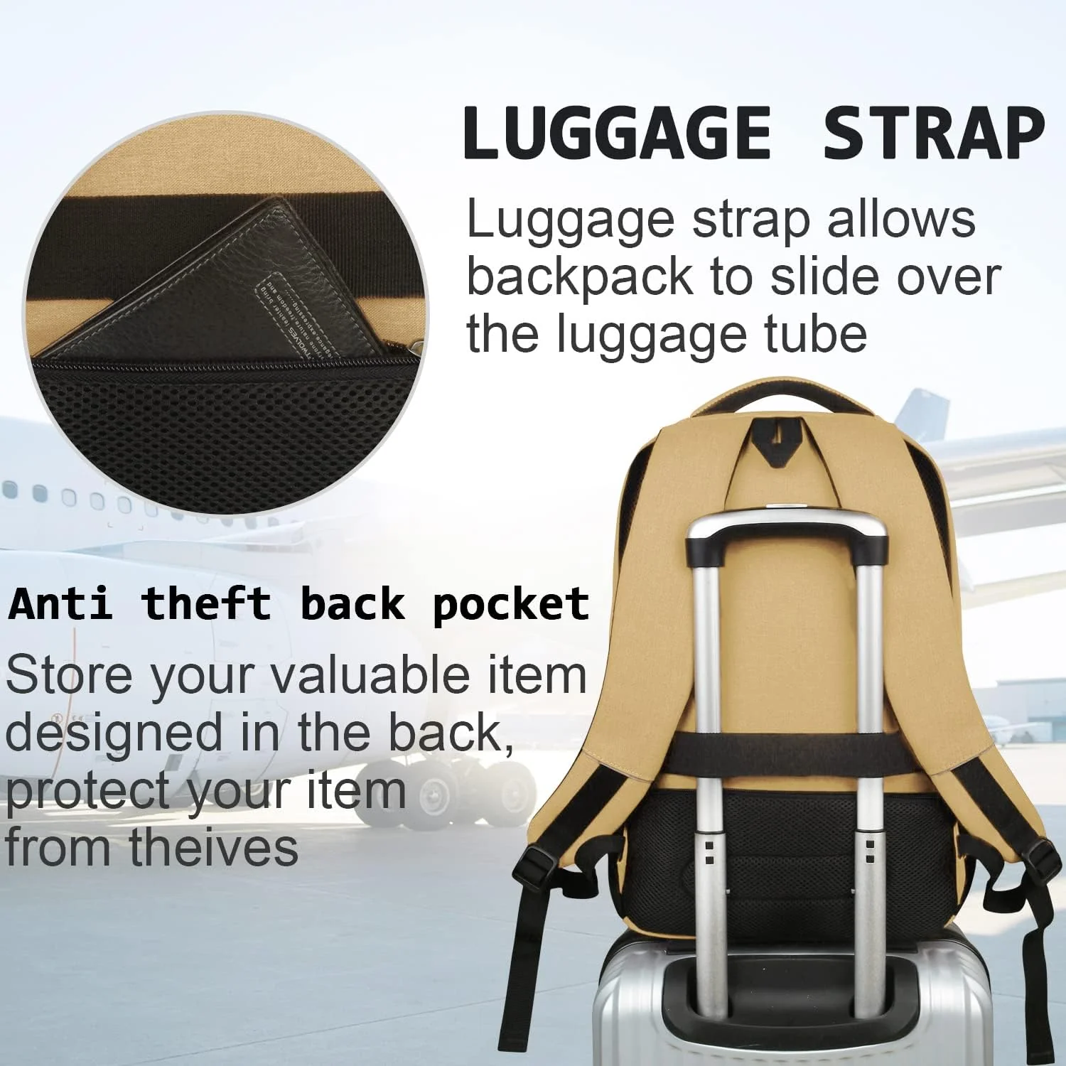 Slim Anti Theft Laptop Backpack 15.6 Inch USB Charging Travel Bag - Image 5