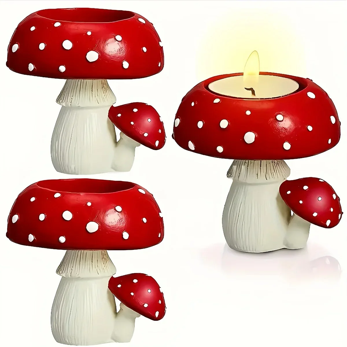 Small Mushroom Candle Holder Decorative Tea Light Home Ornament Craft Decoration - Image 4