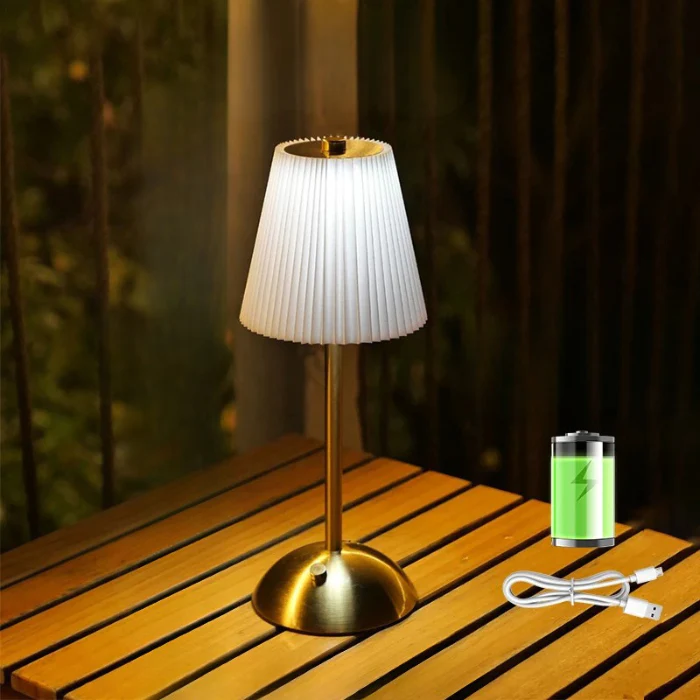 Small Pleated Table Lamp USB Rechargeable Cordless Desk Light for Bedroom - Image 10
