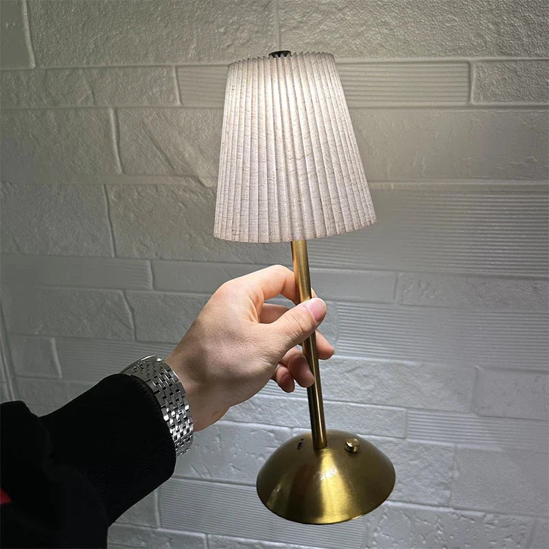 Small Pleated Table Lamp USB Rechargeable Cordless Desk Light for Bedroom - Image 6