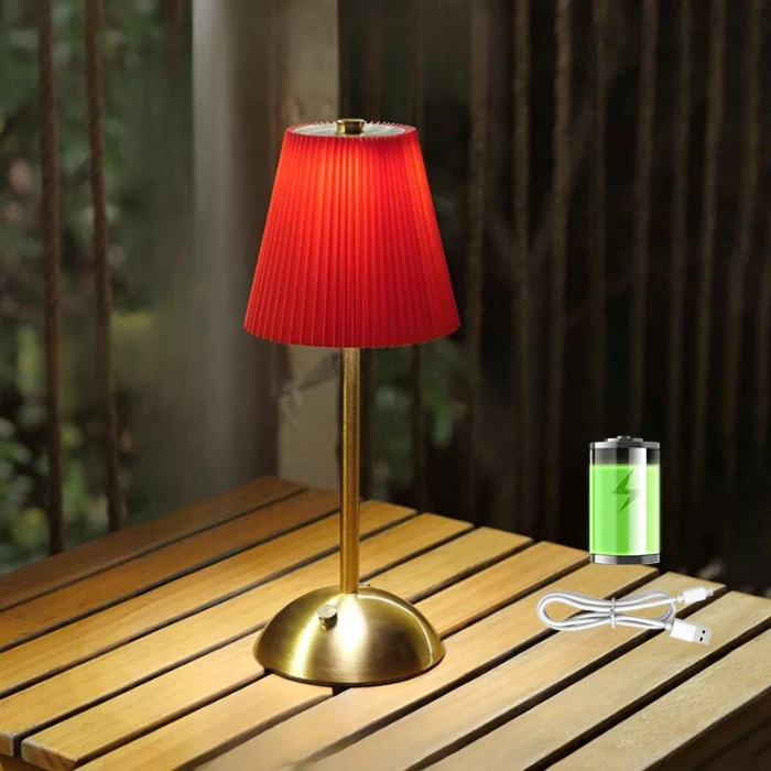 Small Pleated Table Lamp USB Rechargeable Cordless Desk Light for Bedroom - Image 7