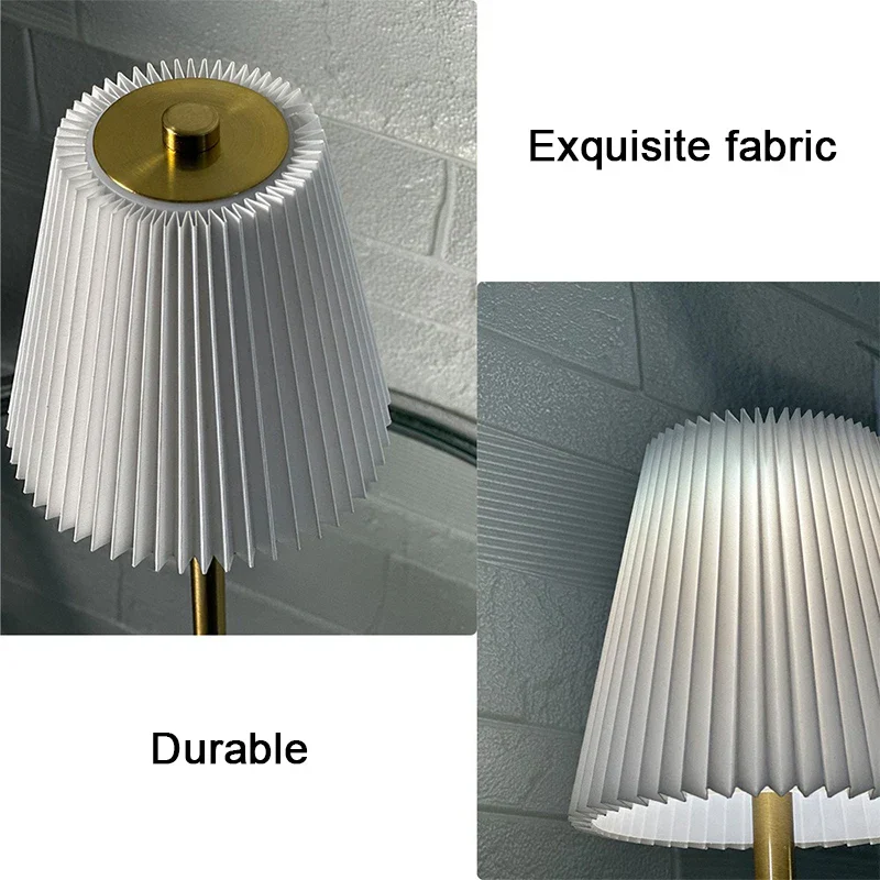 Small Pleated Table Lamp USB Rechargeable Cordless Desk Light for Bedroom - Image 8