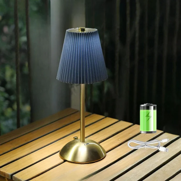 Small Pleated Table Lamp USB Rechargeable Cordless Desk Light for Bedroom - Image 9