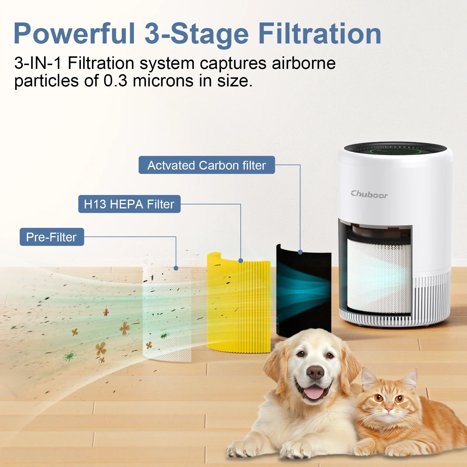 Smart Air Purifier with HEPA Filter App Control PM2.5 for Bedroom Pets Home - Image 4