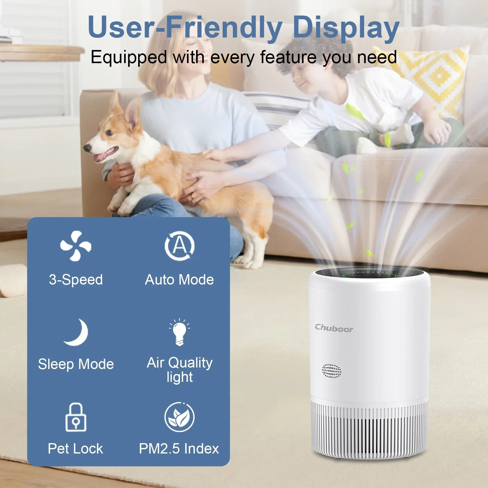 Smart Air Purifier with HEPA Filter App Control PM2.5 for Bedroom Pets Home - Image 6