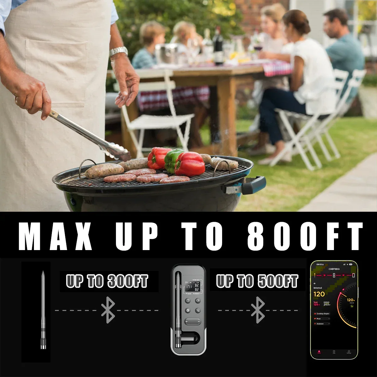Smart Bluetooth BBQ Meat Thermometer Wireless Probe Grill Oven Alarm - Image 4