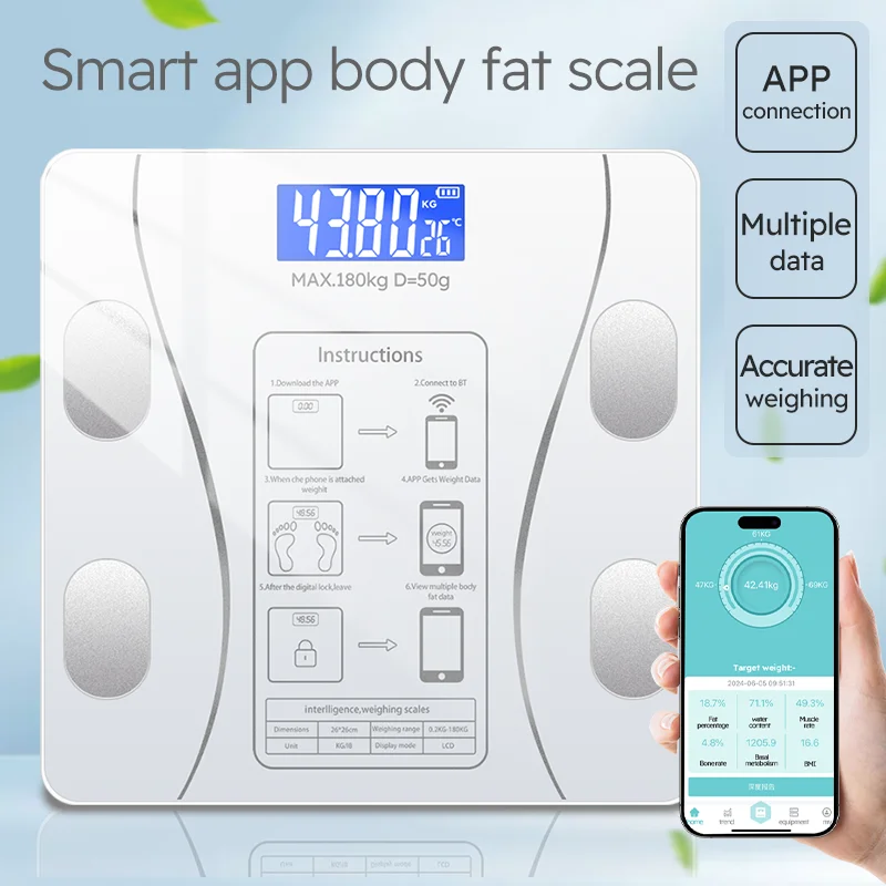 Smart Bluetooth Digital Scale – LED Display with App Sync and Rechargeable Battery - Image 2