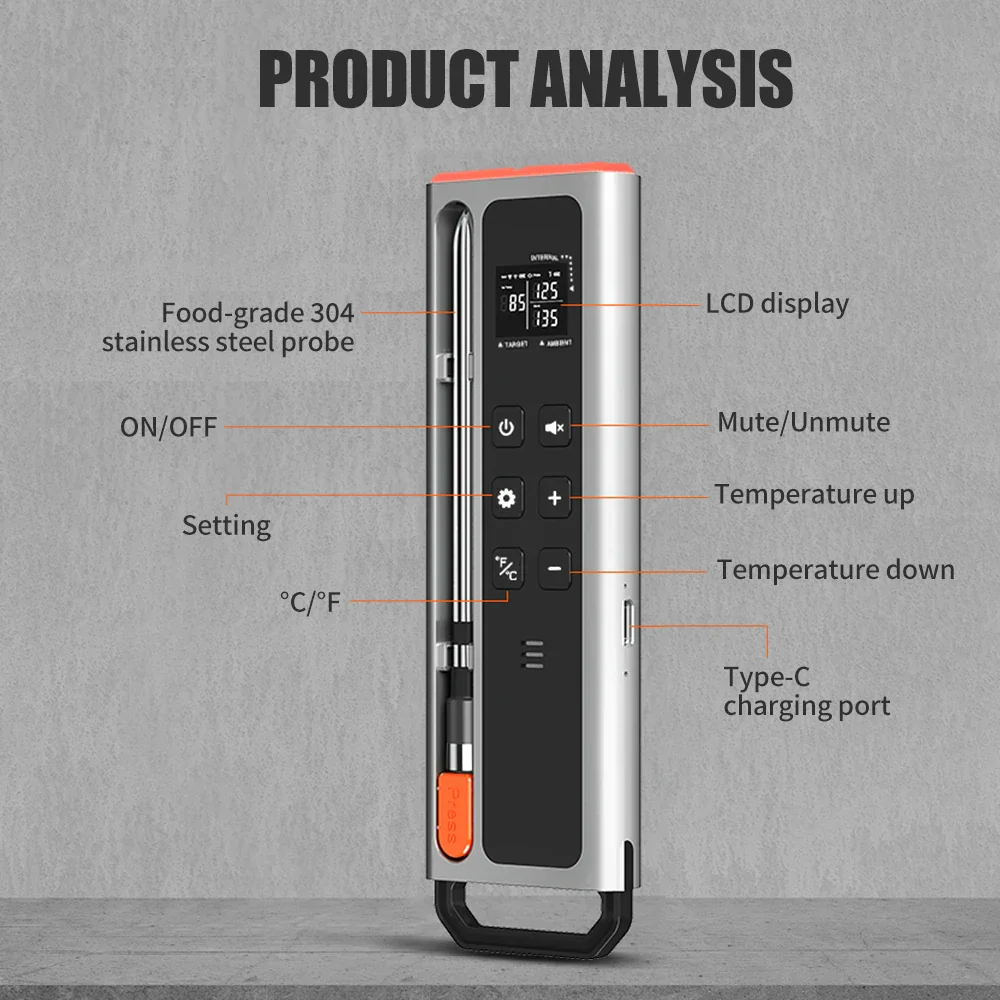 Smart Bluetooth Meat Thermometer Wireless Digital BBQ Grill Oven Air Fryer - Image 5