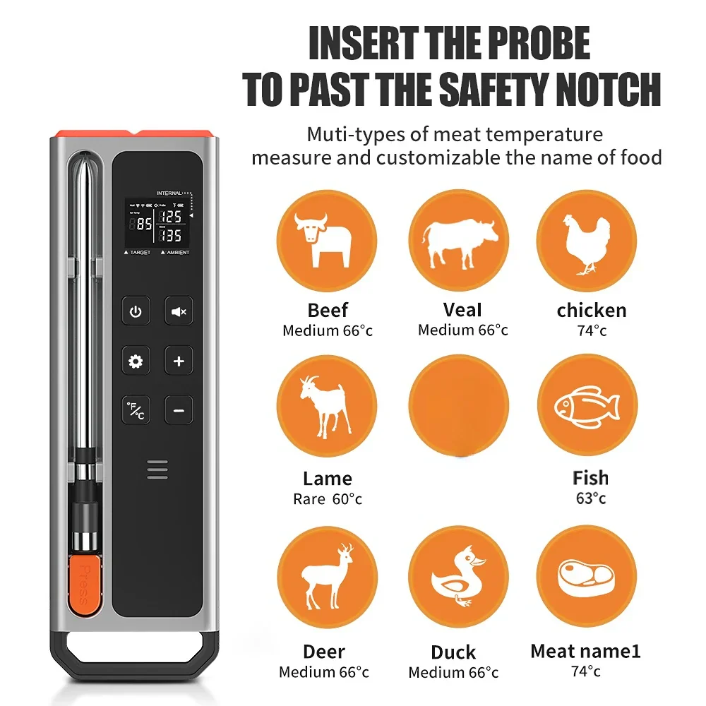 Smart Bluetooth Meat Thermometer Wireless Digital BBQ Grill Oven Air Fryer - Image 6