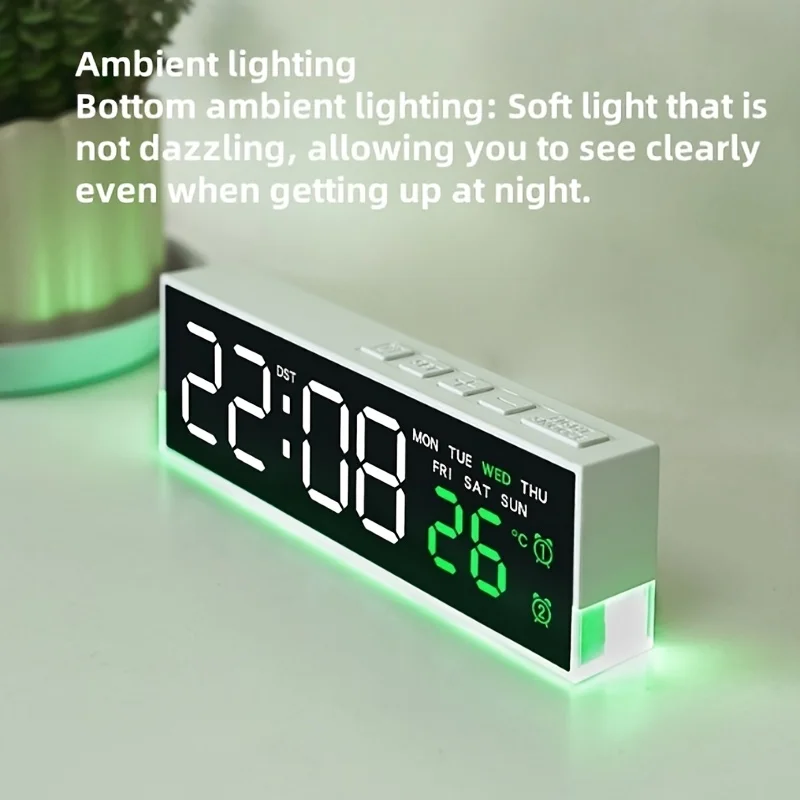 Smart LED Alarm Clock with Night Light Digital Bedside Clock 12/24H Display - Image 4