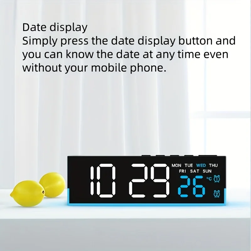 Smart LED Alarm Clock with Night Light Digital Bedside Clock 12/24H Display - Image 5