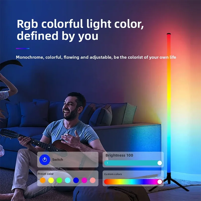 Smart RGB Corner Floor Lamp App Controlled Dimmable LED with Music Sync Lighting - Image 3
