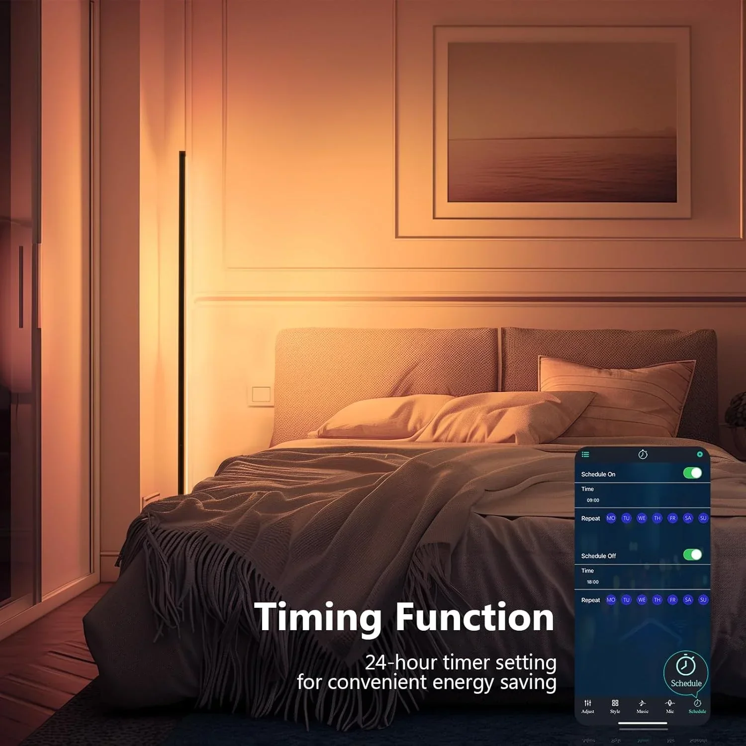 Smart RGB Corner Floor Lamp LED Music Sync App Control Ambient Lighting for Home - Image 2