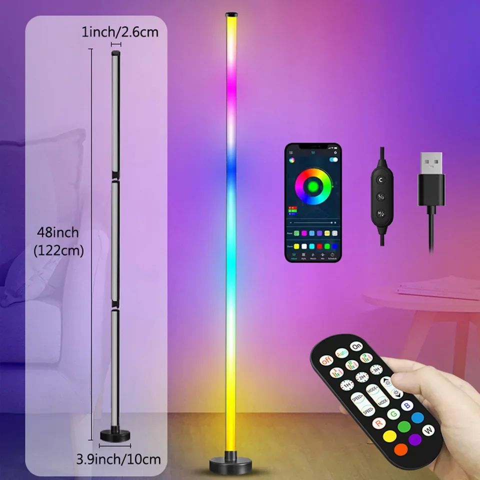 Smart RGB LED Corner Floor Lamp Music Sync App & Remote Control Mood Light Timer - Image 5