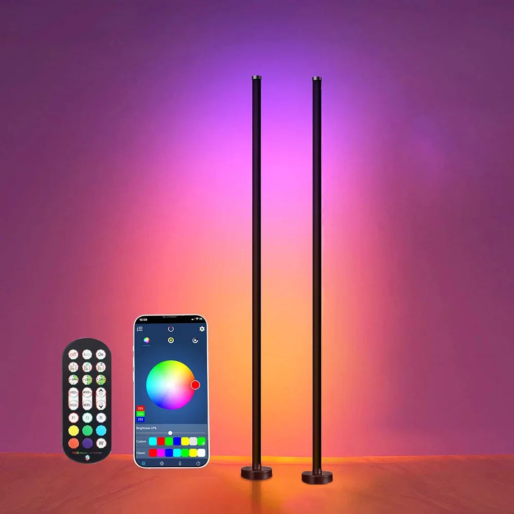Smart RGB LED Corner Floor Lamp Music Sync App & Remote Control Mood Light Timer - Image 7