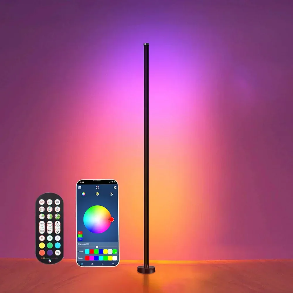 Smart RGB LED Corner Floor Lamp Music Sync App & Remote Control Mood Light Timer - Image 8