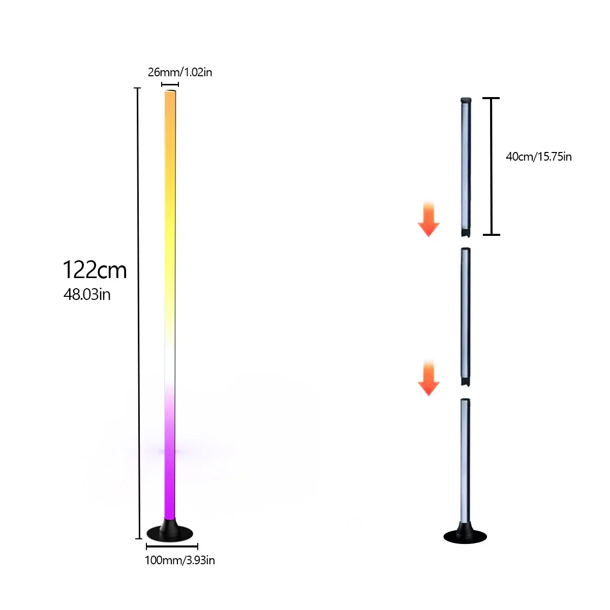 Smart RGB LED Floor Lamp App Control Music Sync Corner Light with Timer - Image 3