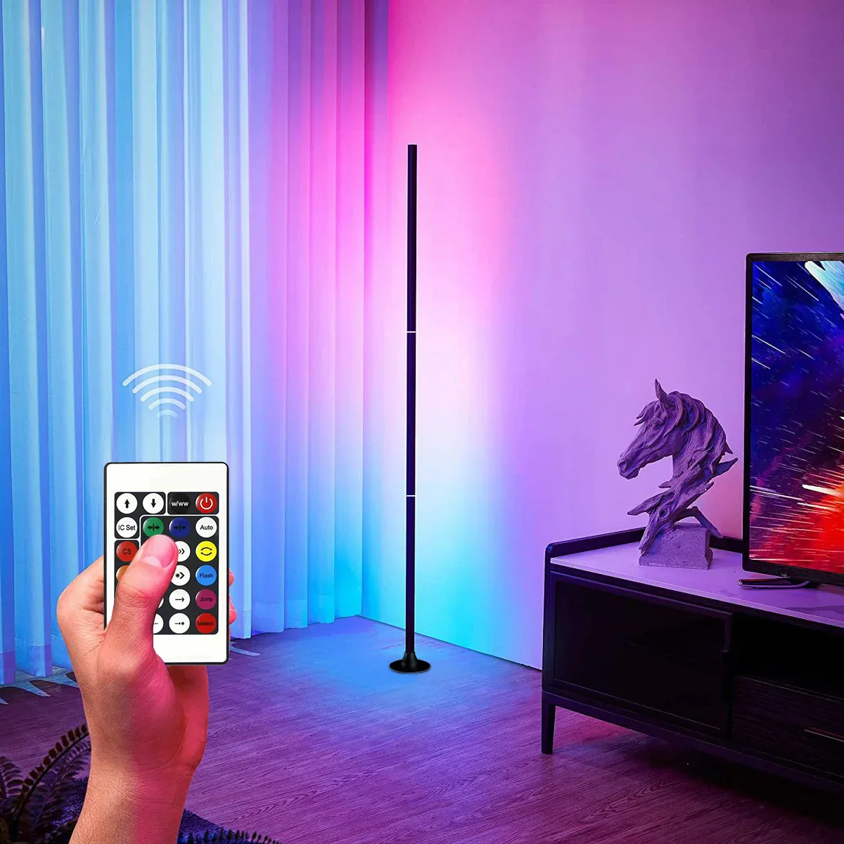 Smart RGB LED Floor Lamp App Control Music Sync Corner Light with Timer - Image 5