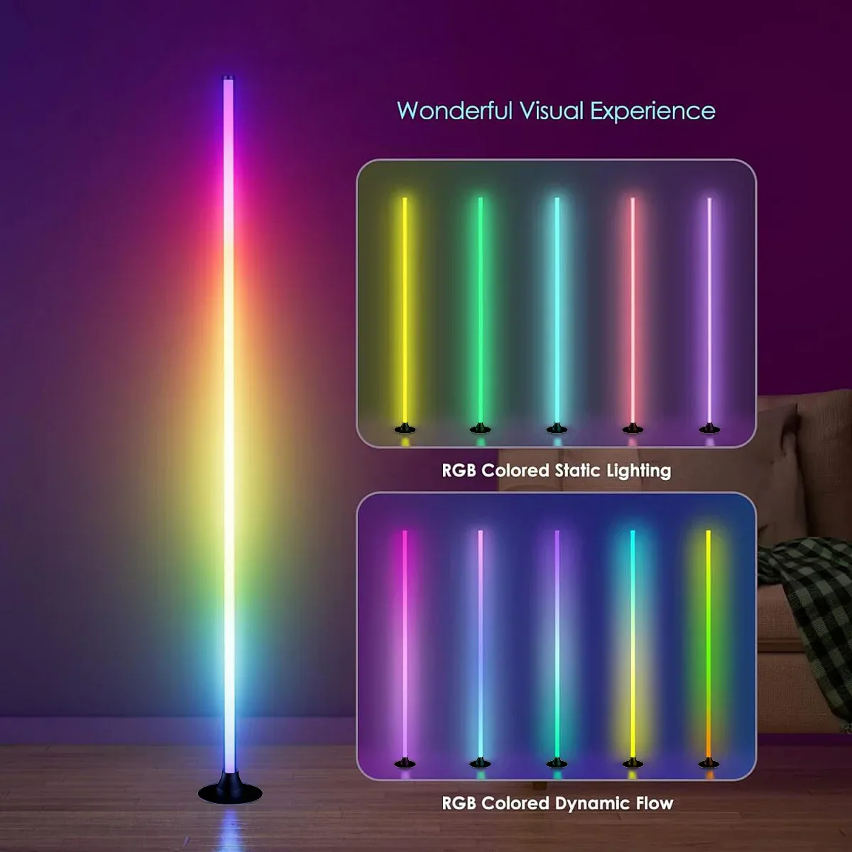 Smart RGB LED Floor Lamp App Control Music Sync Corner Light with Timer - Image 6