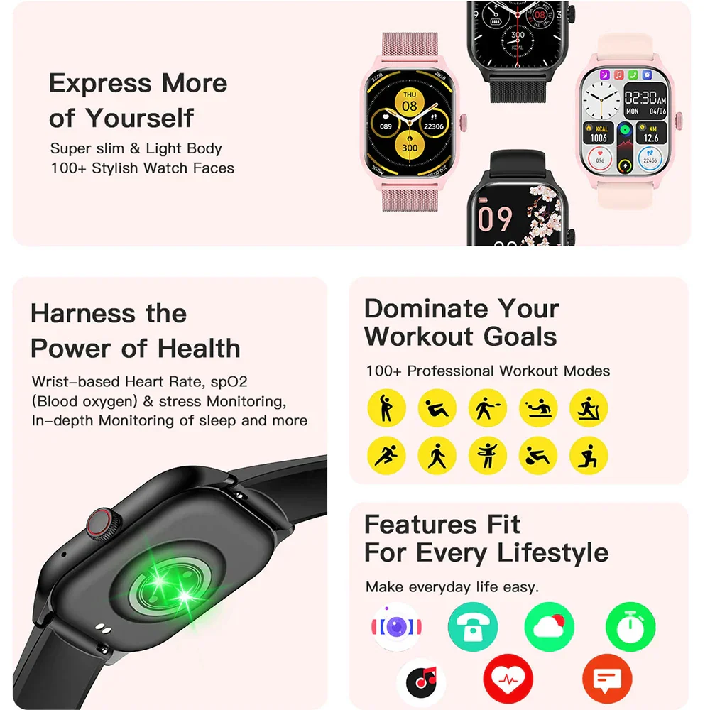 Smart Watch Bluetooth Call Touch Screen Fitness Tracker Sports Watch - Image 4