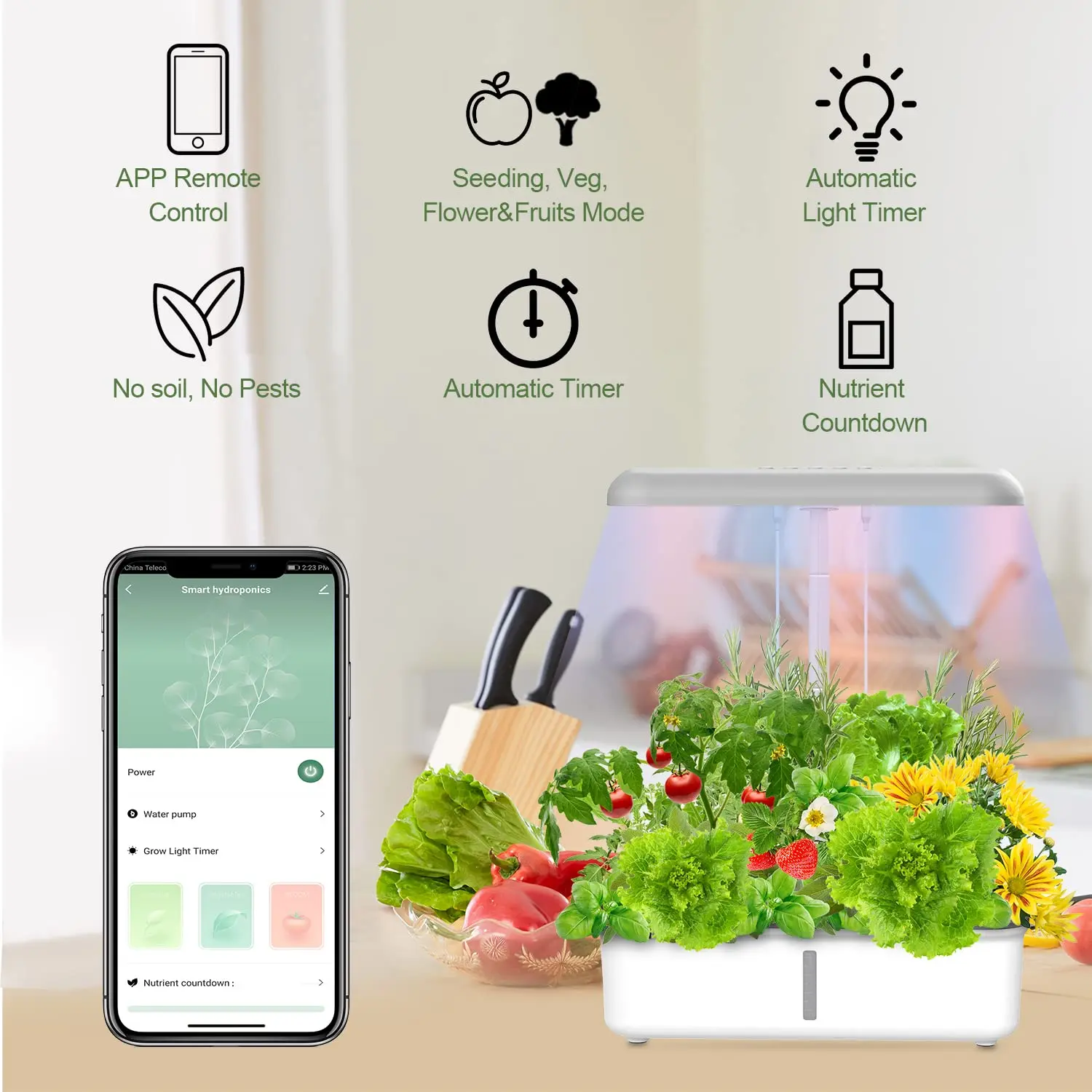 Smart WiFi Hydroponic Growing System Indoor Herb Garden LED Grow Light - Image 4