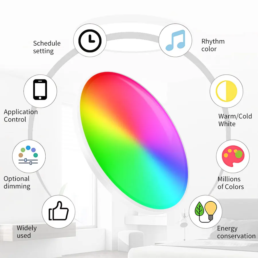 Smart WiFi RGB Ceiling Light 24W App Control Alexa Google Home Bedroom Lamp - Image 2