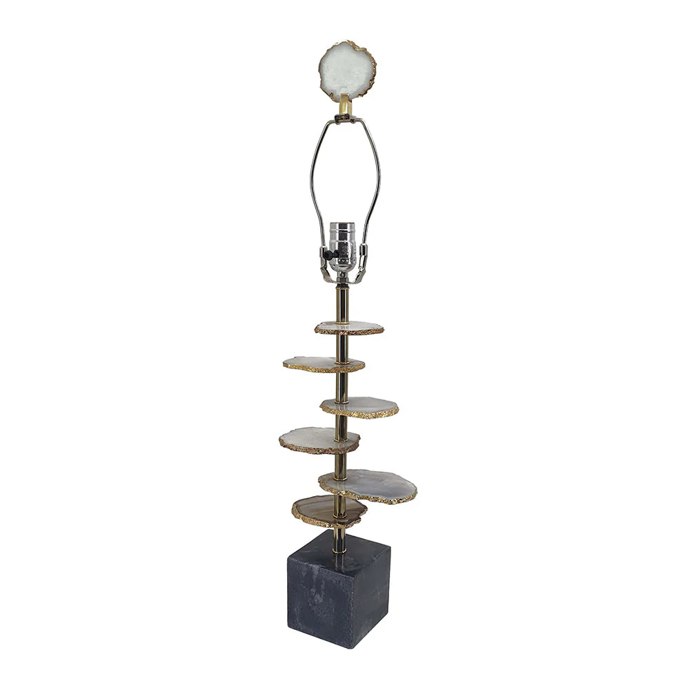Smoke Agate-Slice Table Lamp with Marble Base - Image 4