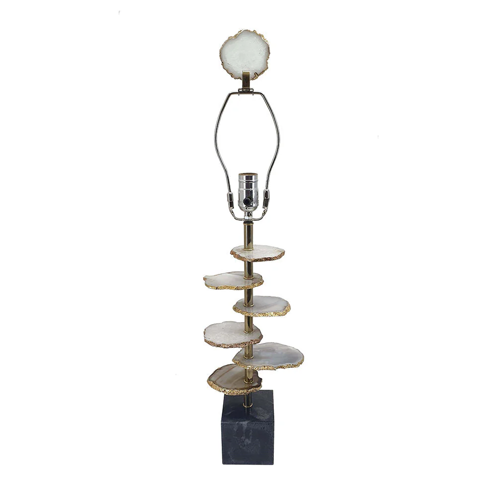 Smoke Agate-Slice Table Lamp with Marble Base - Image 5